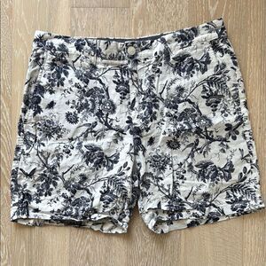 Club Monaco Baxter Linen/Cotton Blend Casual Shorts 6" Blue/White Floral Sz30